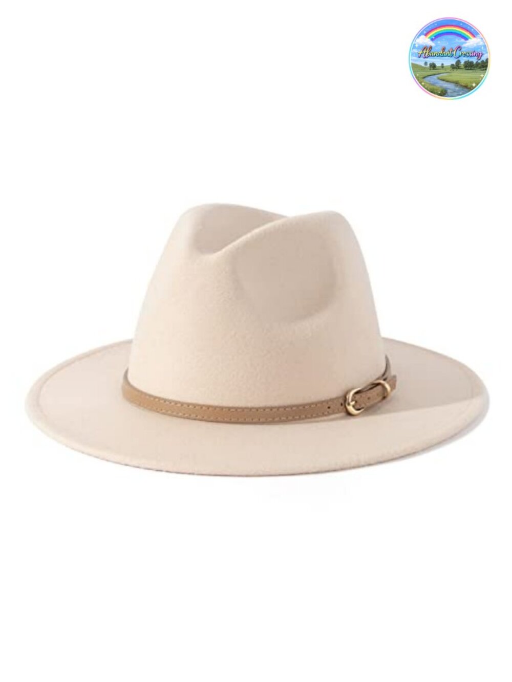 Wide Brim Felt Fedora Hat with Belt Buckle Classic Teardrop Crown